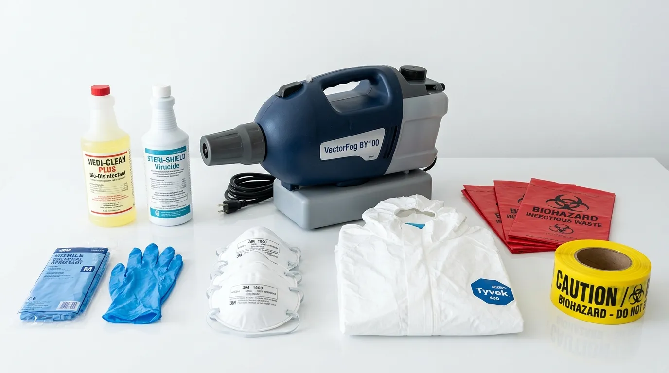 Professional biohazard remediation crew working in Mission