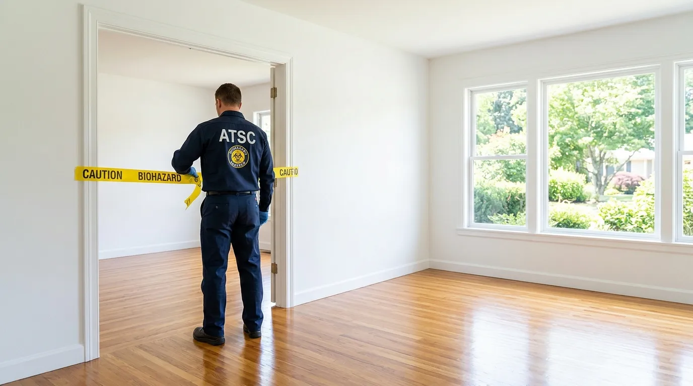Certified biohazard cleanup crew performing Decomposition Cleanup in Mission